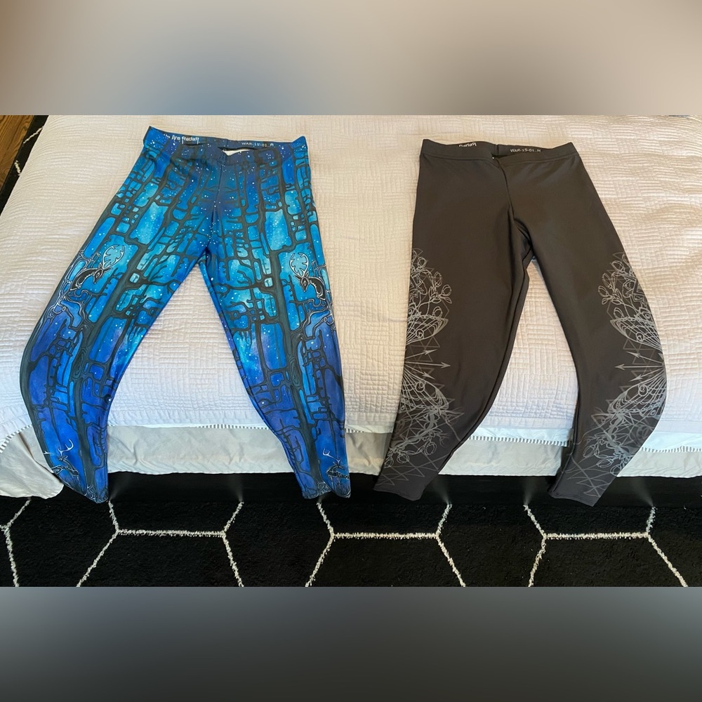 Two pairs of Plastik Wrap’s side project leggings size M. Bohemian cyber goth